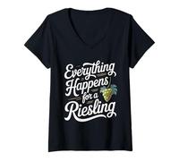 Mujer Vino Diciendo Amante Vino Everything Happens For A Riesling Camiseta Cuello V