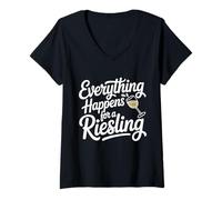 Mujer Vino Diciendo Amante Vino Everything Happens For A Riesling Camiseta Cuello V
