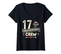 Mujer Vintage 17 years marriage anniversary Crew couple His/Her Camiseta Cuello V