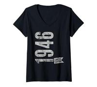 Mujer Vintage 1946 Edición Limitada Born In 1946 80th B-Day Retro Camiseta Cuello V