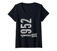 Mujer Vintage 1952 Edición Limitada Born In 1952 74th B-Day Retro Camiseta Cuello V