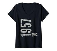 Mujer Vintage 1957 Edición Limitada Born In 1957 69th B-Day Retro Camiseta Cuello V