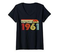 Mujer Vintage 1961 Classic Year 1961 Birth of Birthday Vintage Camiseta Cuello V