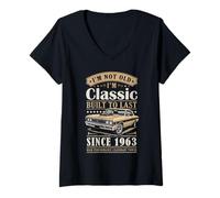 Mujer Vintage 1963 Birthday Classic Car For Legends Born In 1963 Camiseta Cuello V