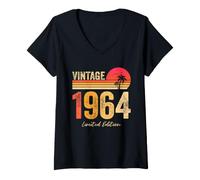 Mujer Vintage 1964 Limited Edition Retro Year Birth of Birthday Camiseta Cuello V
