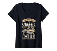 Mujer Vintage 1973 Birthday Classic Car For Legends Born In 1973 Camiseta Cuello V