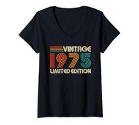 Mujer Vintage 1975 Limited Edition Classic 1975 Men Women Vintage Camiseta Cuello V