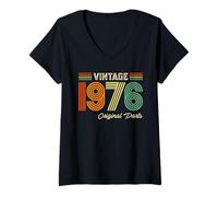 Mujer Vintage 1976 Original Parts Birthday 1976 Men Women Vintage Camiseta Cuello V