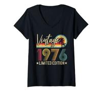Mujer Vintage 1976 Retro 46th Birthday Gift Limited Edition Retro Camiseta Cuello V