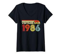 Mujer Vintage 1986 Classic Year 1986 Birth of Birthday Vintage Camiseta Cuello V