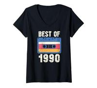 Mujer Vintage 1990's Kid Retro Era Born In The 1990 Cassette Camiseta Cuello V
