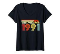 Mujer Vintage 1991 Classic Year 1991 Birth of Birthday Vintage Camiseta Cuello V