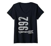 Mujer Vintage 1992 Edición Limitada Born In 1992 34th B-Day Retro Camiseta Cuello V