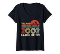 Mujer Vintage 2002 Limited Edition Retro Year Vintage Birthday Camiseta Cuello V