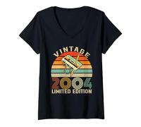 Mujer Vintage 2004 Limited Edition Retro Birthday Cassette Tape Camiseta Cuello V