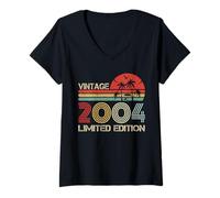 Mujer Vintage 2004 Limited Edition Retro Year Vintage Birthday Camiseta Cuello V