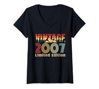 Mujer Vintage 2007 Limited Edition Retro Year Vintage Birthday Camiseta Cuello V