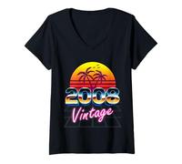 Mujer Vintage 2008 Camisa Retro 80's Style 17th Birthday Hombres Mujeres Camiseta Cuello V