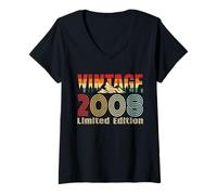 Mujer Vintage 2008 Limited Edition Retro Year Vintage Birthday Camiseta Cuello V
