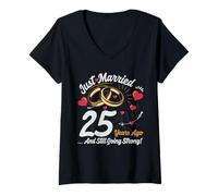 Mujer Vintage 25 years marriage anniversary Crew legends His/Her Camiseta Cuello V
