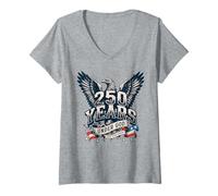 Mujer Vintage 250 años en Dios Confiamos en águila 1776-2026 - USA Camiseta Cuello V