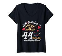 Mujer Vintage 44 years marriage anniversary Crew legends His/Her Camiseta Cuello V