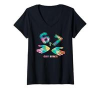 Mujer Vintage 6 7 Meme Six Seven Logo Ok Baby Boomer Divertido Camiseta Cuello V