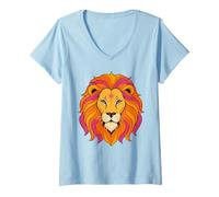 Mujer Vintage 70s Leo Astrología Boho León Moda Verano Camiseta Cuello V
