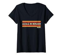 Mujer Vintage 80s Alcalá de Henares España Retro Gráfico Camiseta Cuello V