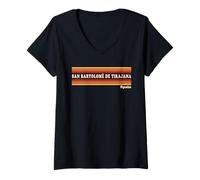 Mujer Vintage 80s San Bartolomé de Tirajana España Retro Gráfico Camiseta Cuello V