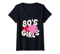 Mujer Vintage 80's Slogan Themed Party, Lips Bubble 80s Girls Camiseta Cuello V