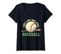 Mujer Vintage Baseball Lover, Just A Boy Who Loves Baseball Camiseta Cuello V
