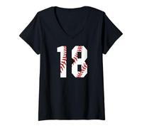 Mujer Vintage Baseball Mom #18 Jersey Jugador de Béisbol Número 18 Camiseta Cuello V