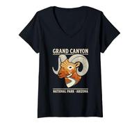 Mujer Vintage Bighorn Sheep Grand Canyon National Park Arizona Camiseta Cuello V