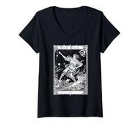 Mujer Vintage Black The Fool Tarot Card Design for Occult Fans Camiseta Cuello V