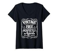 Mujer Vintage Born In 1966 Classic 60th Birthday Camiseta Cuello V