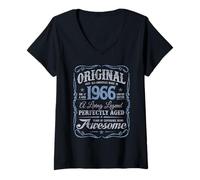 Mujer Vintage Born In 1966 Classic 60th Birthday Camiseta Cuello V