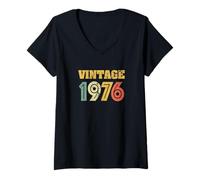 Mujer Vintage Born In 1976 Classic 50th Birthday Camiseta Cuello V