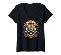 Mujer Vintage Born In 1976 Classic Tiger 50th Birthday Camiseta Cuello V