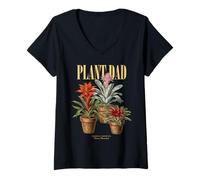 Mujer Vintage Bromelia Planta Papá Naturaleza Flora Jardinero Camiseta Cuello V