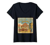 Mujer Vintage Buenos Aires Argentina Viaje Souvenir Turista Regalo Camiseta Cuello V