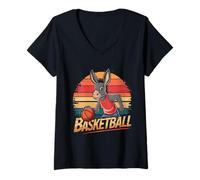 Mujer Vintage Burro Jugar Baloncesto Amantes del Burro Baloncesto Camiseta Cuello V