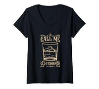 Mujer Vintage Call Me Old Fashioned Whisky - Apreciación del alcohol Camiseta Cuello V