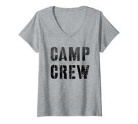 Mujer Vintage CAMP CREW Summer Personal Consejero Maestro Militar Camiseta Cuello V