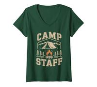 Mujer Vintage Camp Staff Campers Squad Anfitrión Enfermera Vibes Ropa Camiseta Cuello V