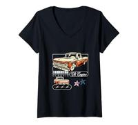 Mujer Vintage Car Collector, Classic American Pickup. Truck Camiseta Cuello V