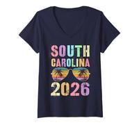 Mujer Vintage Carolina del Sur 2026 Vacay Travel Vacation Matching Camiseta Cuello V