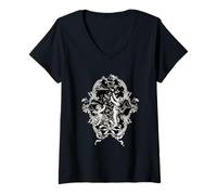Mujer Vintage Cherub Baroque Floral Frame Camiseta Cuello V