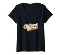 Mujer Vintage Clifford Nombre Personalizado Clifford Camiseta Cuello V