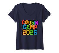 Mujer Vintage Cousin Camp 2026 Trip Tribe Grandma Vacay Camiseta Cuello V
